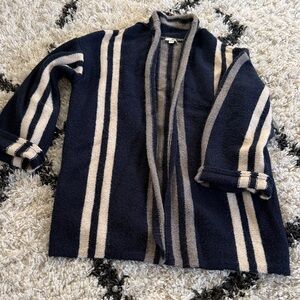 Womens Navy and Cream Striped Sweater